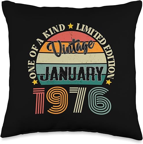 48 años de edad, vintage, enero de 1976, 48 cumpleaños, retro, 16 x 16 pulgadas, multicolor