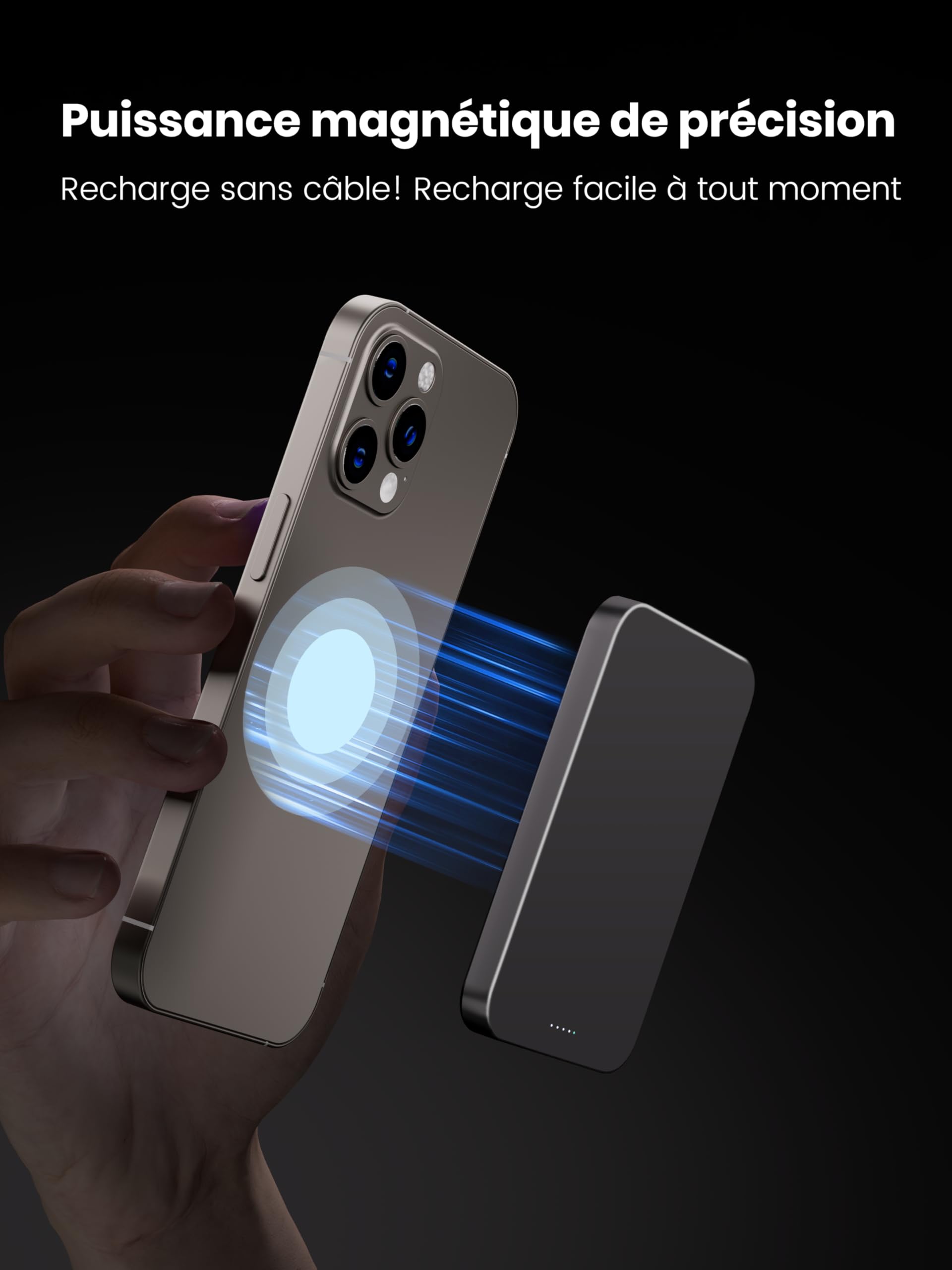 kstime Power bank magnetico, 5000 mAh, 8 mm, design in titanio ultra sottile, PD20W, caricabatterie wireless portatile con ingresso e uscita USB-C, compatibile con iPhone 17/16/15/14/13/12 serie