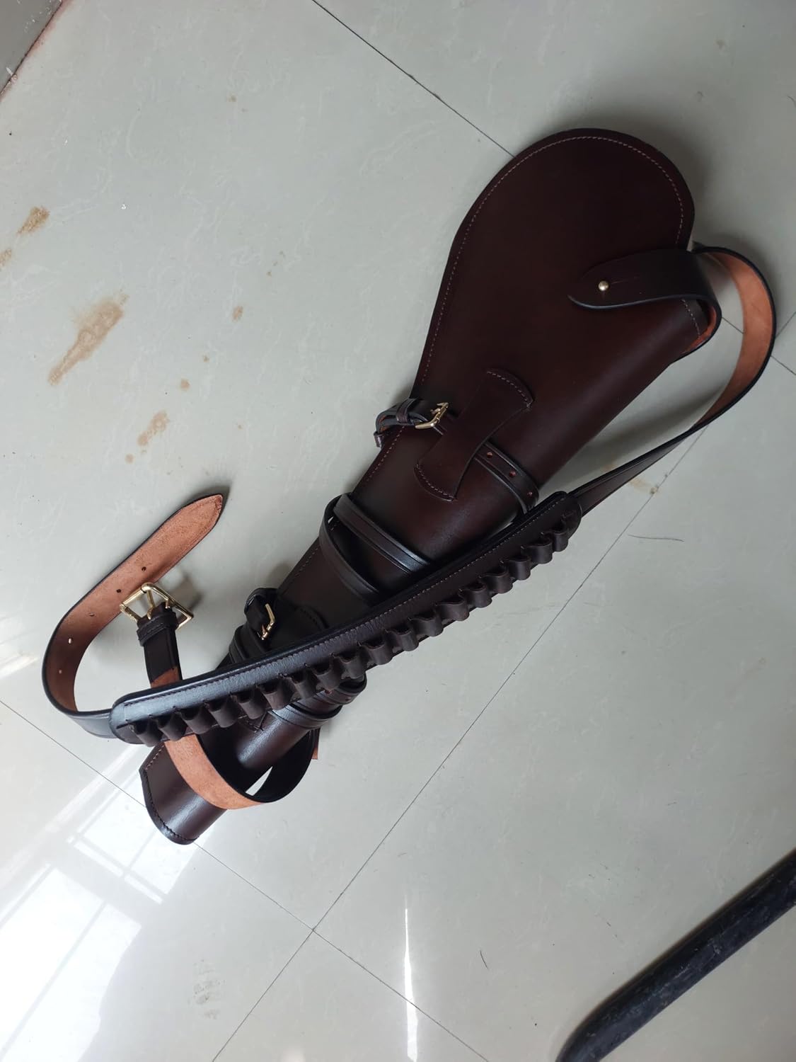 Western Rifle Scabbard – 24" Fast Draw Leather Gun Holster with Soft Suede Lining – Saddle Mount Rifle Case – Fits Henry, Rossi Ranch Hand, Winchester Trapper, Mare’s Leg