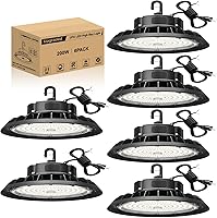 Vista 15 de UFO - Luz LED de alta bahía de 100 W, luces LED de alta bahía de 14,000LM, 0-10 V, regulable, cable de 6 pies con enchufe estadounidense, gancho
