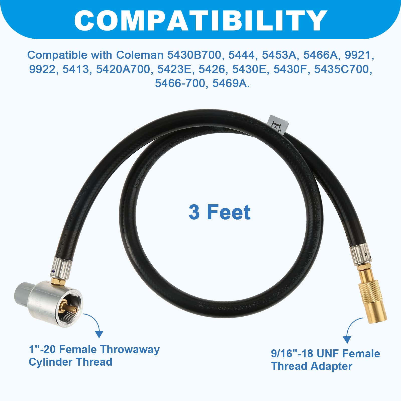 Amazon.com : ETERMETA 12 PSI Pressure Regulator with 3 Feet Extended  Propane Hose Adapter Replacement for Coleman Classic PowerPack, Tabletop,  and More Propane Stove (NOT Replacement for Roadtrip Grill) : Patio, Lawn u0026  Garden