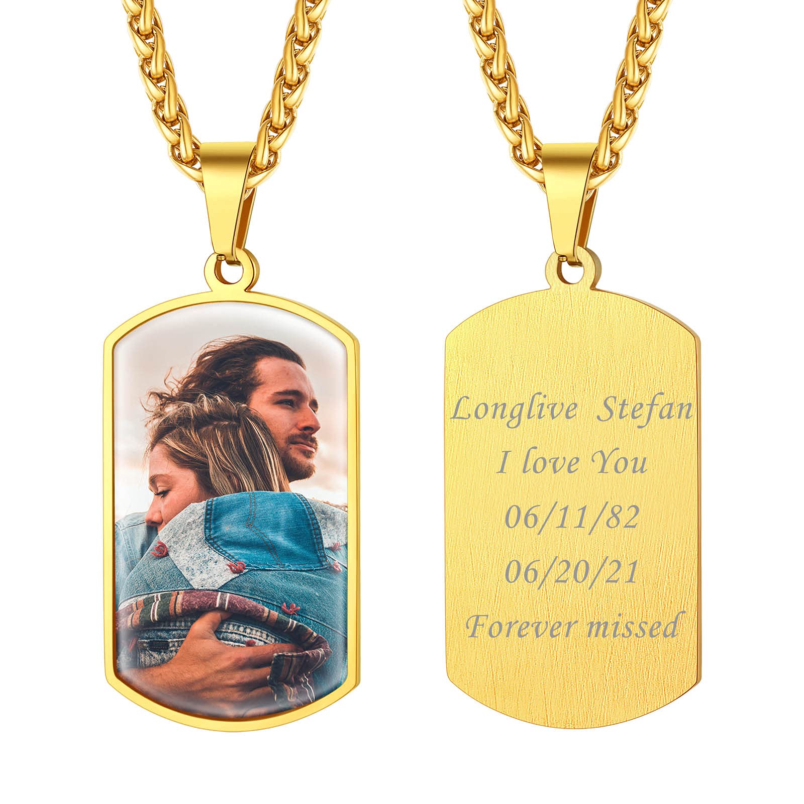 FindChicColgante Foto Personalizada Placa Collar de Acero Inoxidable Cadena 50cm/55cm Joyería Personalizada Grabada