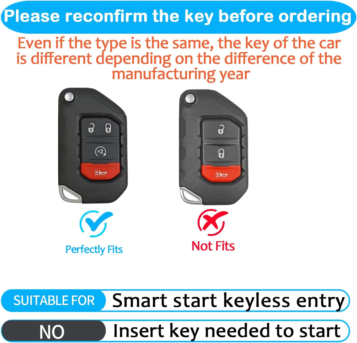 for Jeep Key Fob Cover with Keychain Soft Full Protection Key Shell Key Case Compatible with Jeep Gladiator JT Sahara JLU 2018-2026 Wrangler JL JLU Rubicon (Blue) image 2