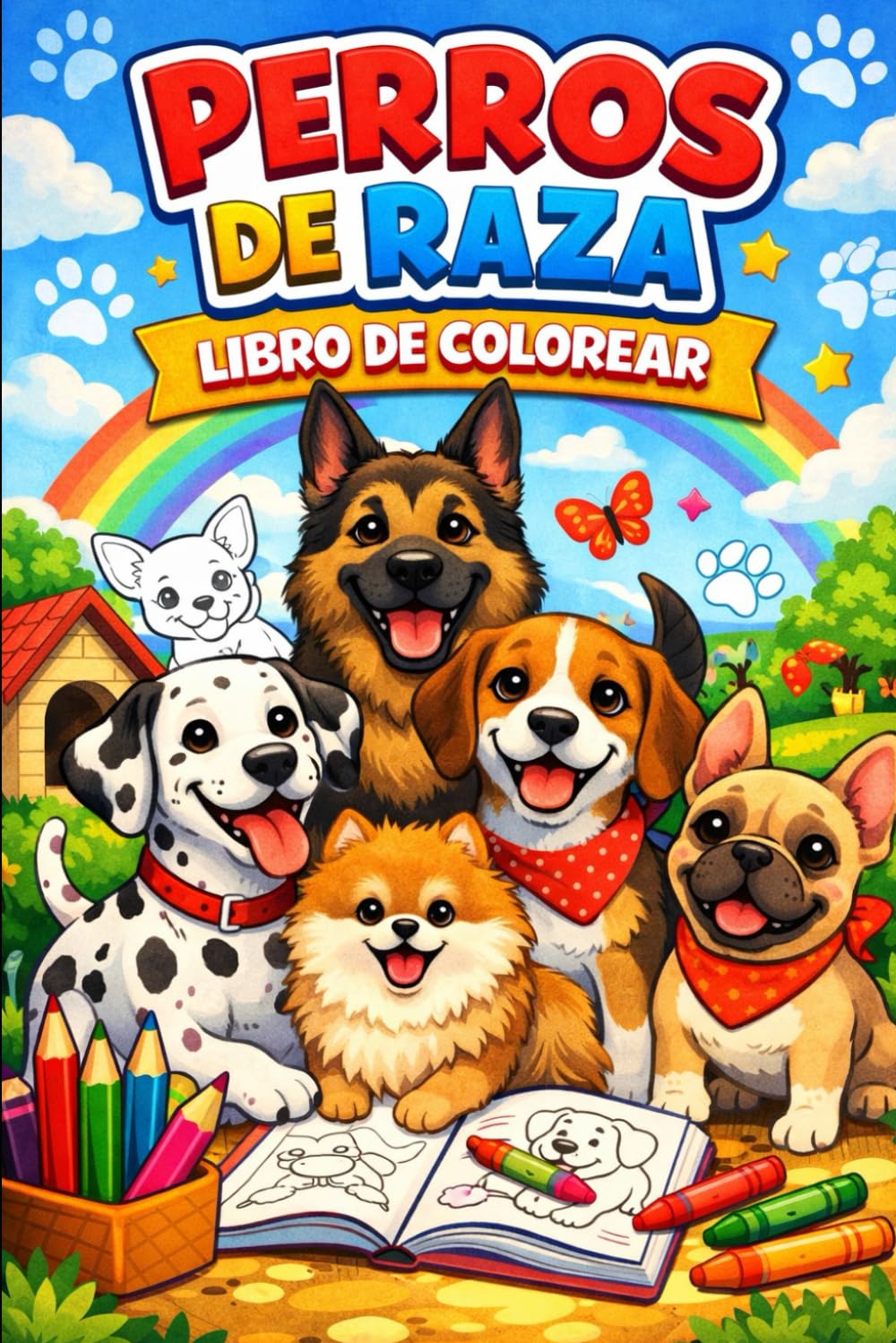 Perros de Raza Infantil: Libro para Colorear