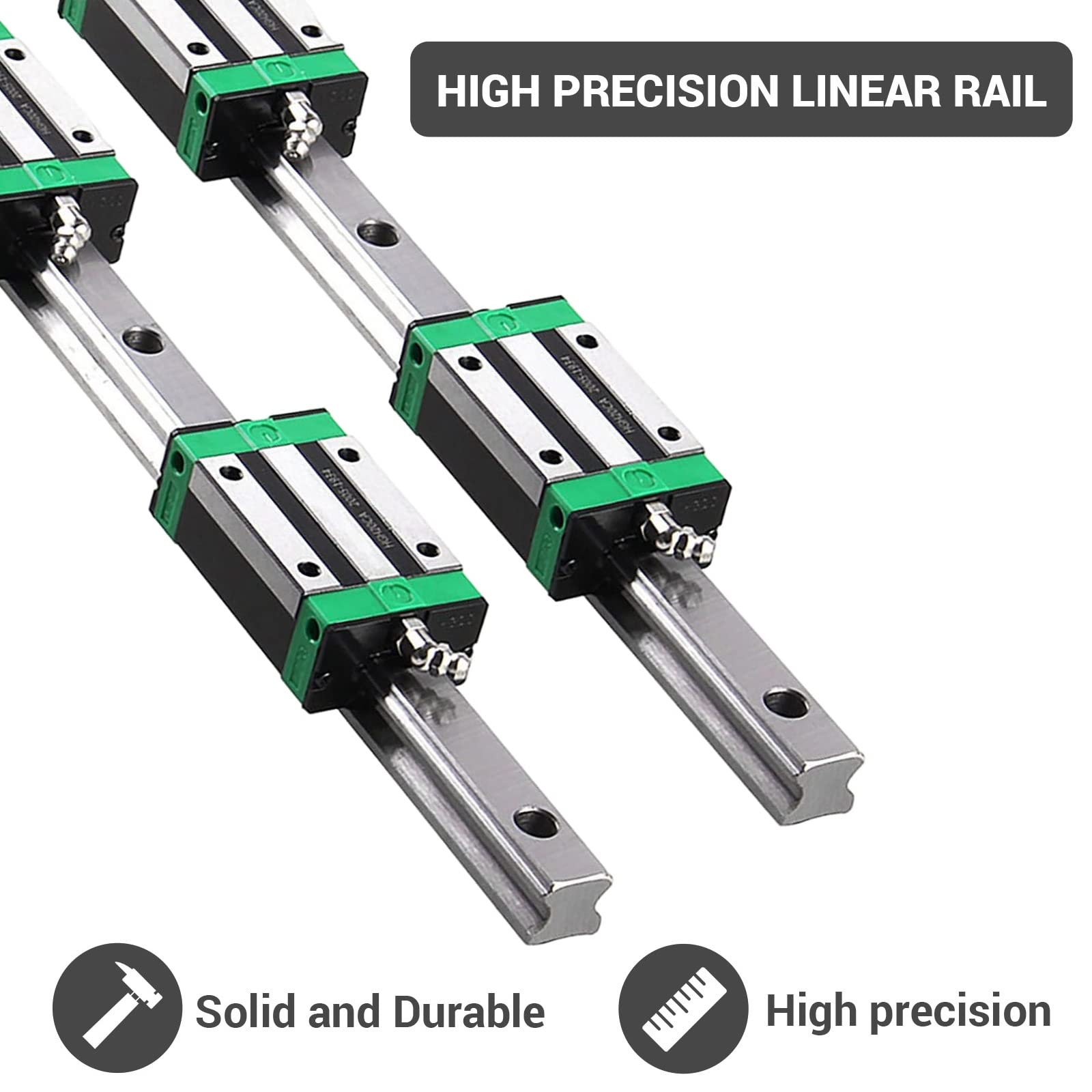 HGR20 3000mm Gespleißt Linearschiene 4 Stück 1500mm Linearführung mit 8 HGH20CA Schlittenschieberblock 20mm lineare Schiene Gleitset