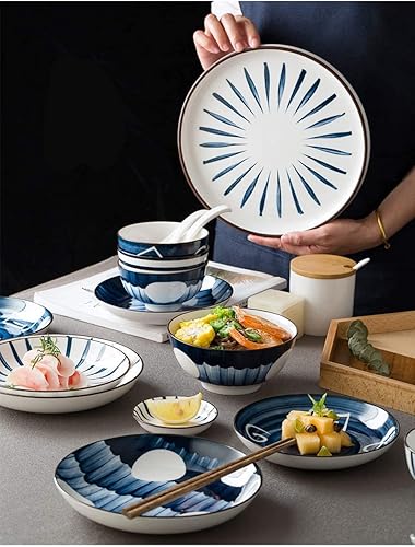 Miniatura 4 de GTTFX Servicio de 42 piezas para 8 vajillas, juegos de platos y cuencos de porcelana, juego de platos redondos de creatividad moderna para