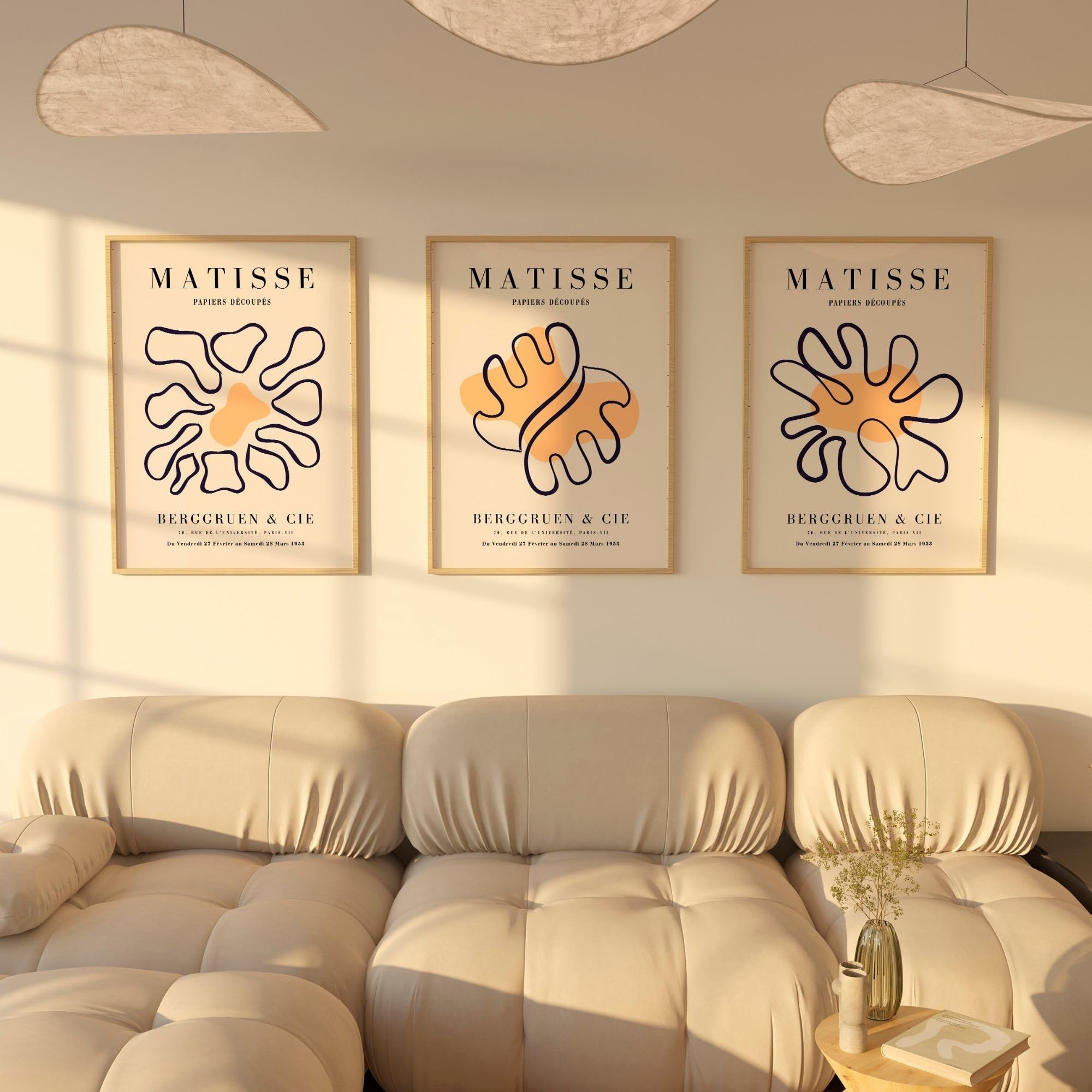 Matisse Lot de 3 posters muraux sans cadre Orange 40 x 50 cm