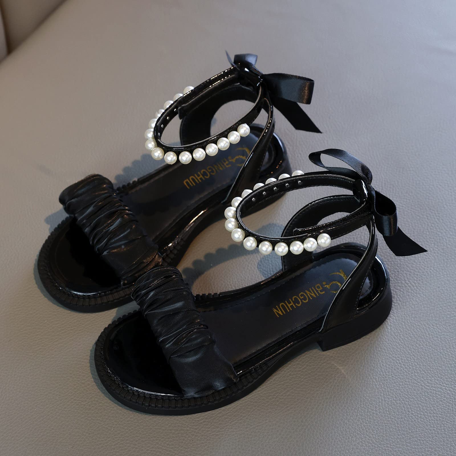 RXZCHH Sandali Ragazza, Punta Aperta, Cinturino alla Caviglia, Scarpe Eleganti, Festa di Nozze, per Bambini, Scarpe da Principessa, per Neonati