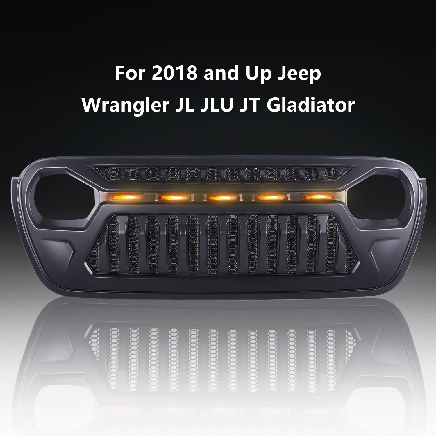 ToxicStorm Mesh Grille Front Grill Cover Matte Black with Amber LED