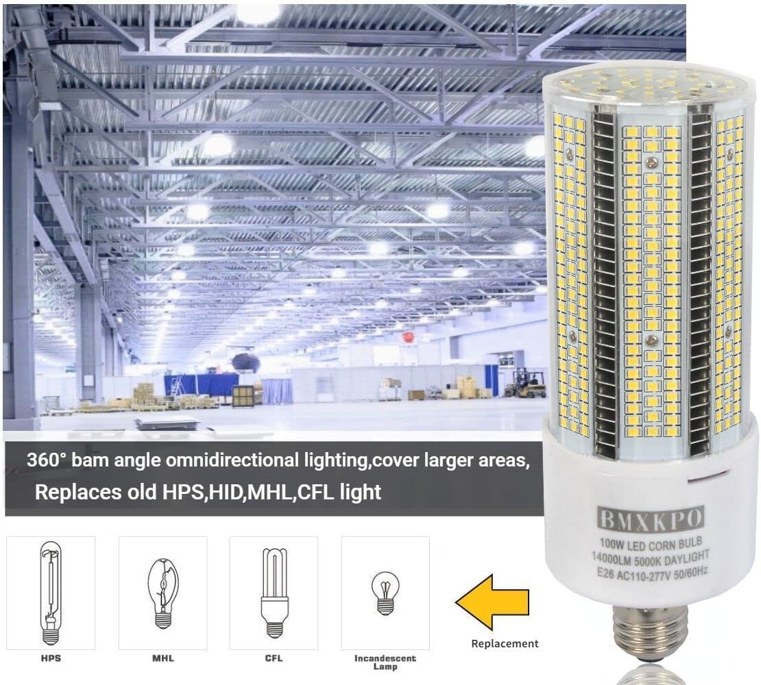 BMXKPO (2 Pack) LED Corn Light Bulb 100W E26/E39 Led Bulb,5000K Daylight, Led Replacement 300W-400W HID HPS Metal Halide,Mercury Vapor Light