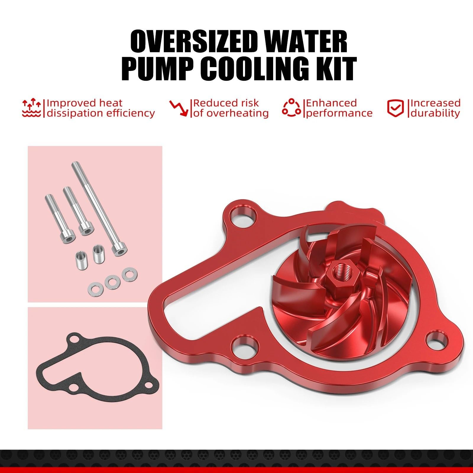 Water Pump Repair Kit Pasuje do Honda 2021-2025 CRF450R CRF450RX CRF450RWE CRF 450R 450RX 450RWE wirnik pompy wodnej chłodnica zestaw dystansowy(Red)