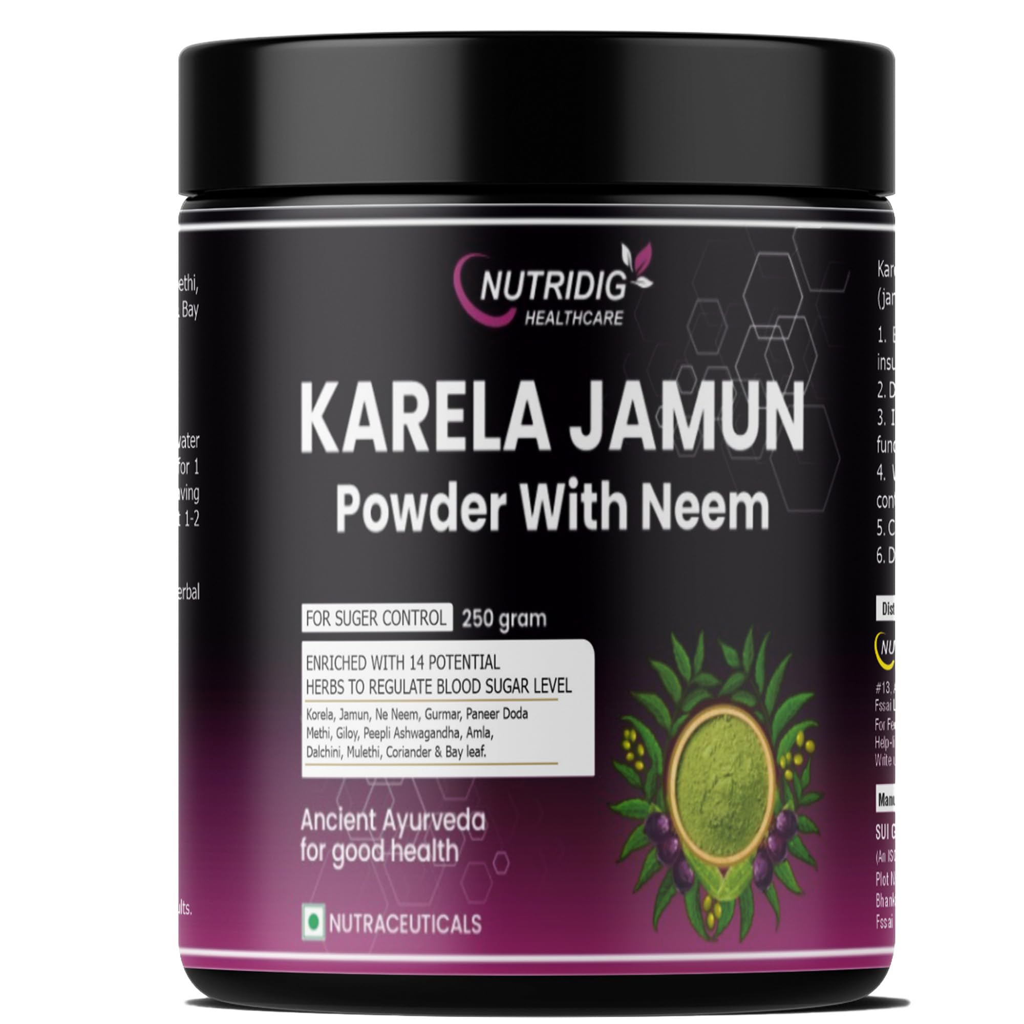 Nutridig Healthcare Karela Jamun Neem Powder with Amla, Giloy, Methi & 7 Other Powerful Herbs to Control Suger Level, Ayurvedic Formula for Control Diabetes, 250g Powder (B0DDTLTPSP) Amazon Price History, Amazon Price Tracker