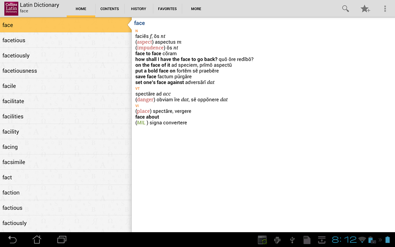 Collins Latin Dictionary App on Amazon Appstore