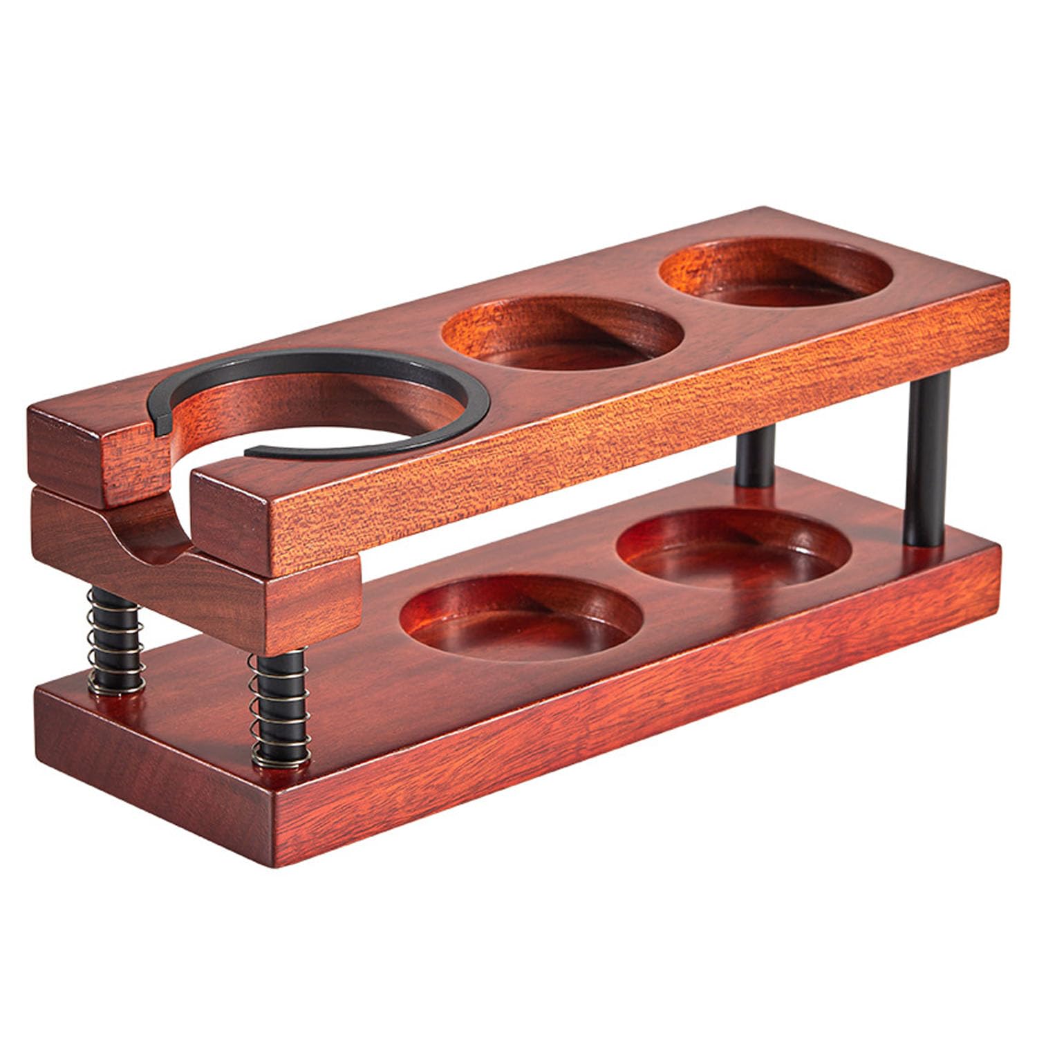 Estación de Apisonamiento de Espresso Portafiltro de Café Soporte de Distribuidor de Resorte Adaptable de 5 Orificios Soporte de 2 Capas con Fondo Antideslizante 51-58 Mm Universal