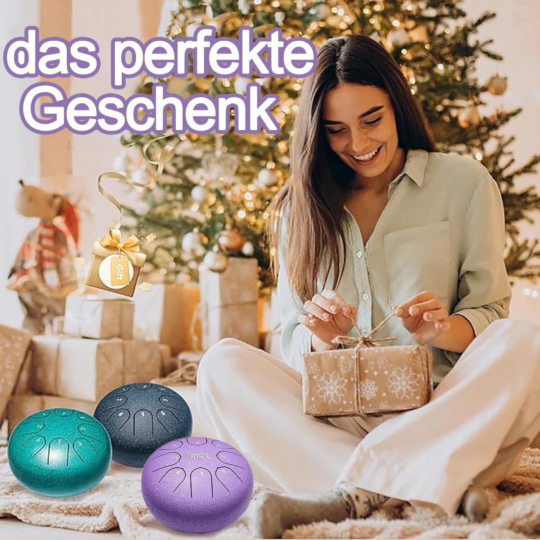 Tamburellino in acciaio a 8 note da 15 cm | Tamburo Handpan per meditazione e yoga | Acciaio tedesco premium con borsa da viaggio, bacchette e libro di musica | Regalo musicale Zen per adulti/bambini