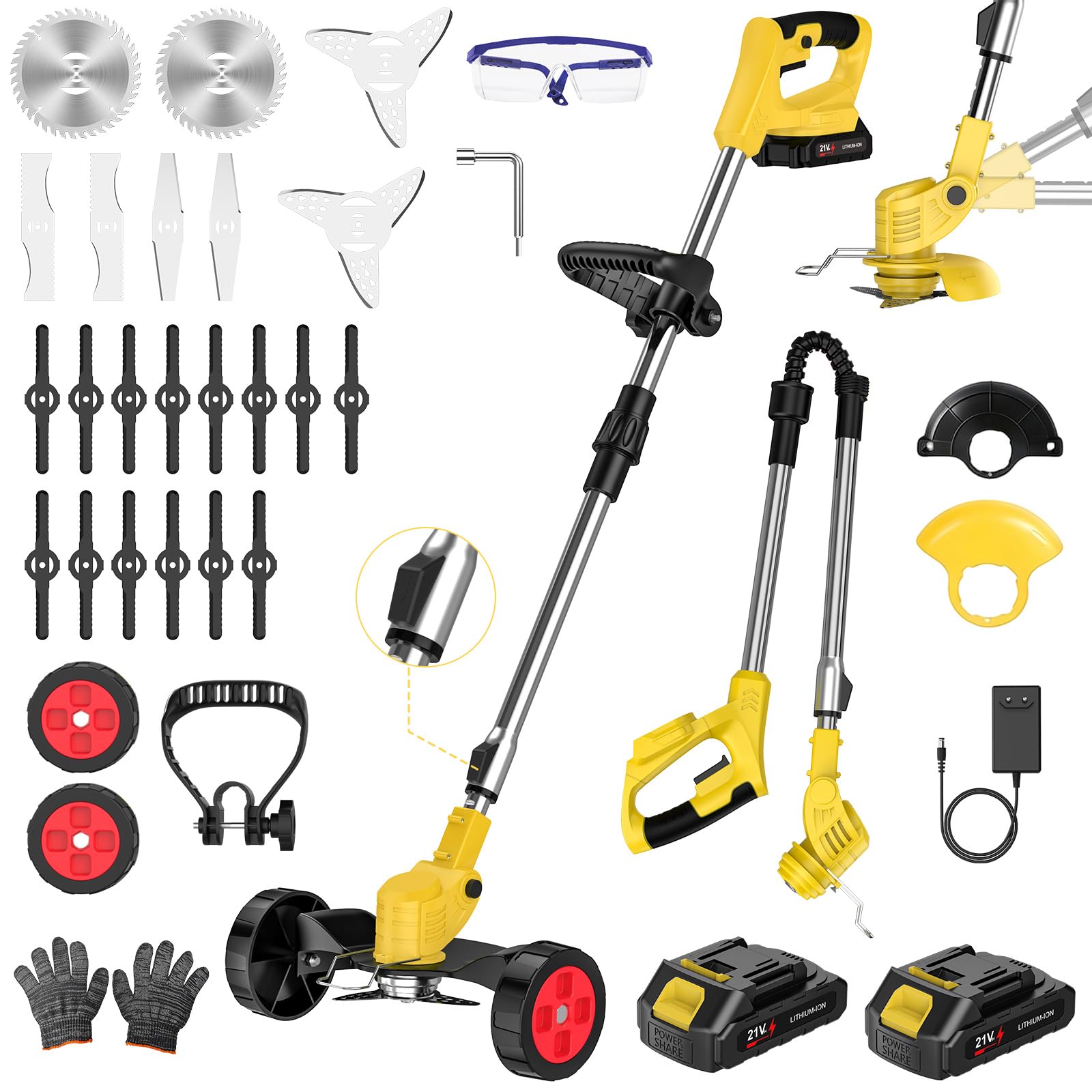 Decespugliatore elettrico senza fili 21 V con batteria*2 (giallo)