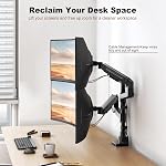 Dual Monitor-Arm Heavy-Duty pour 17-49-inch Écrans - Support de bureau pour écrans ultralarge 44lbs, Entièrement réglable, VESA 75/100 mm, noir
