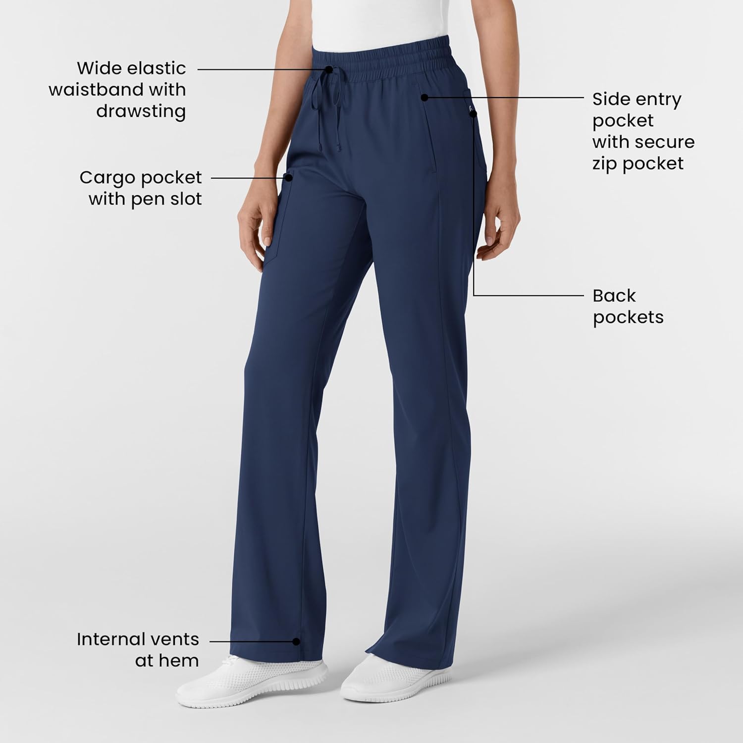 Wink Scrubs for Women, Boundless, Bootcut Pants with Drawstring and 6 Pockets - Image 2