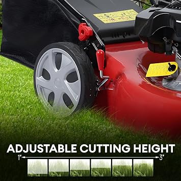 Self Propelled Gas Lawn Mower, Cordless 141cc 4-Stroke Gas Engine Lawn Mower with 20 Inches Blade Walk-Behind Lawn Mover Cordless Push Lawn Mowers Tractors with 50L Grass Tank Big Wheels 285