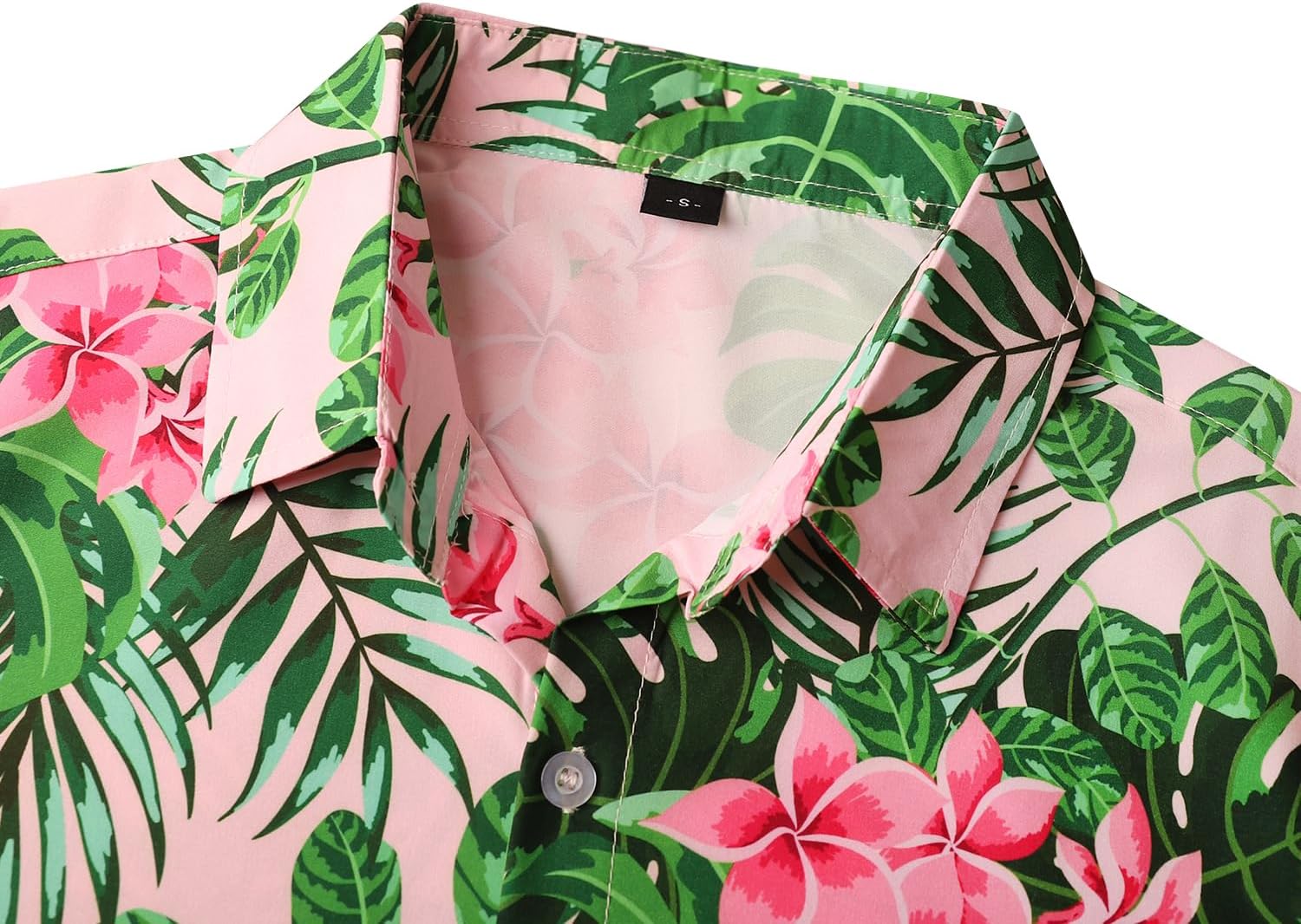 Hawaiian Shirt for Men Short Sleeves Tropical Printed Casual Button Down Summer Beach Floral Shirts Green Flower - Image 3