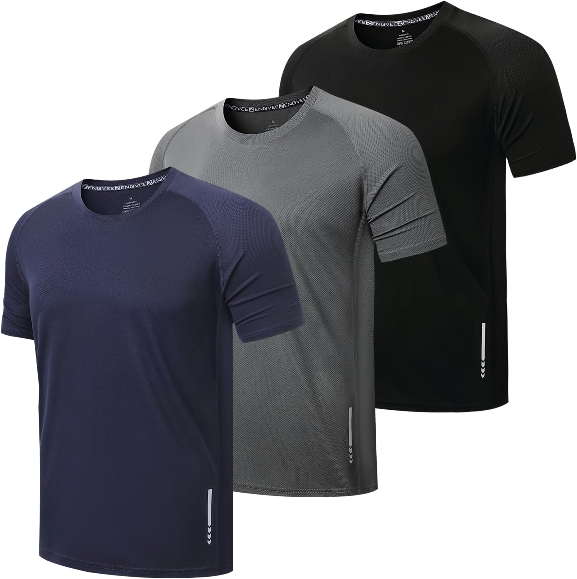 3 Pack Gym Shirts Men Quick Dry Short Sleeve Sport T-Shirts Breathable Moisture Wicking Athletic Running Tops Mens Workout Tops