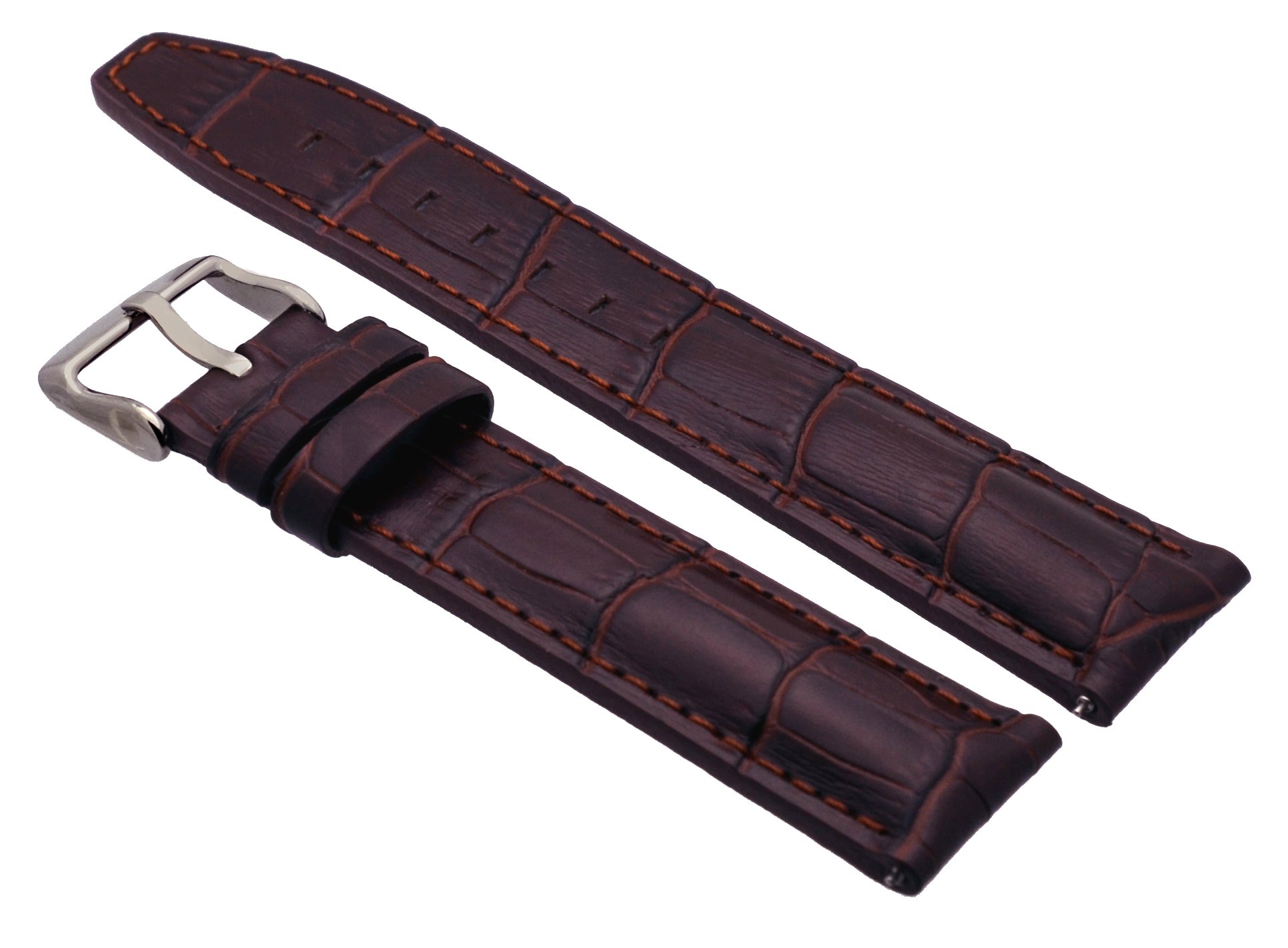 REV Brown Genuine Leather Strap Quick Release Spring Bar Replacement Band (22mm, Brown) - ITAL181 22mm