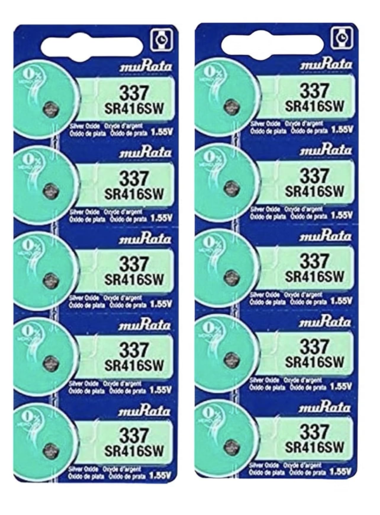 Murata 10-Pieces Murata SR416SW / 337 Silver Oxide 1.55V (muRata) Japan Batteries