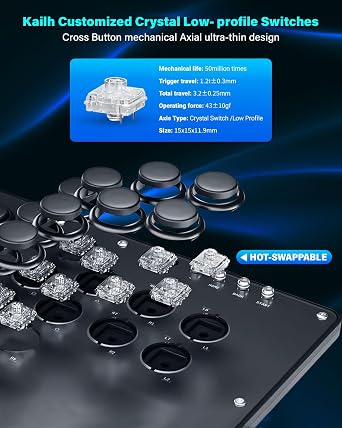 Sehawei Haute42 Arcade Stick U16 All-Button Gamerfinger with Custom RGB & Turbo Functions,Arcade Controller Street Fight for PC/Ps3/Ps4/Switch/Steam Game Keyboard-Supports Hot Swap & SOCD