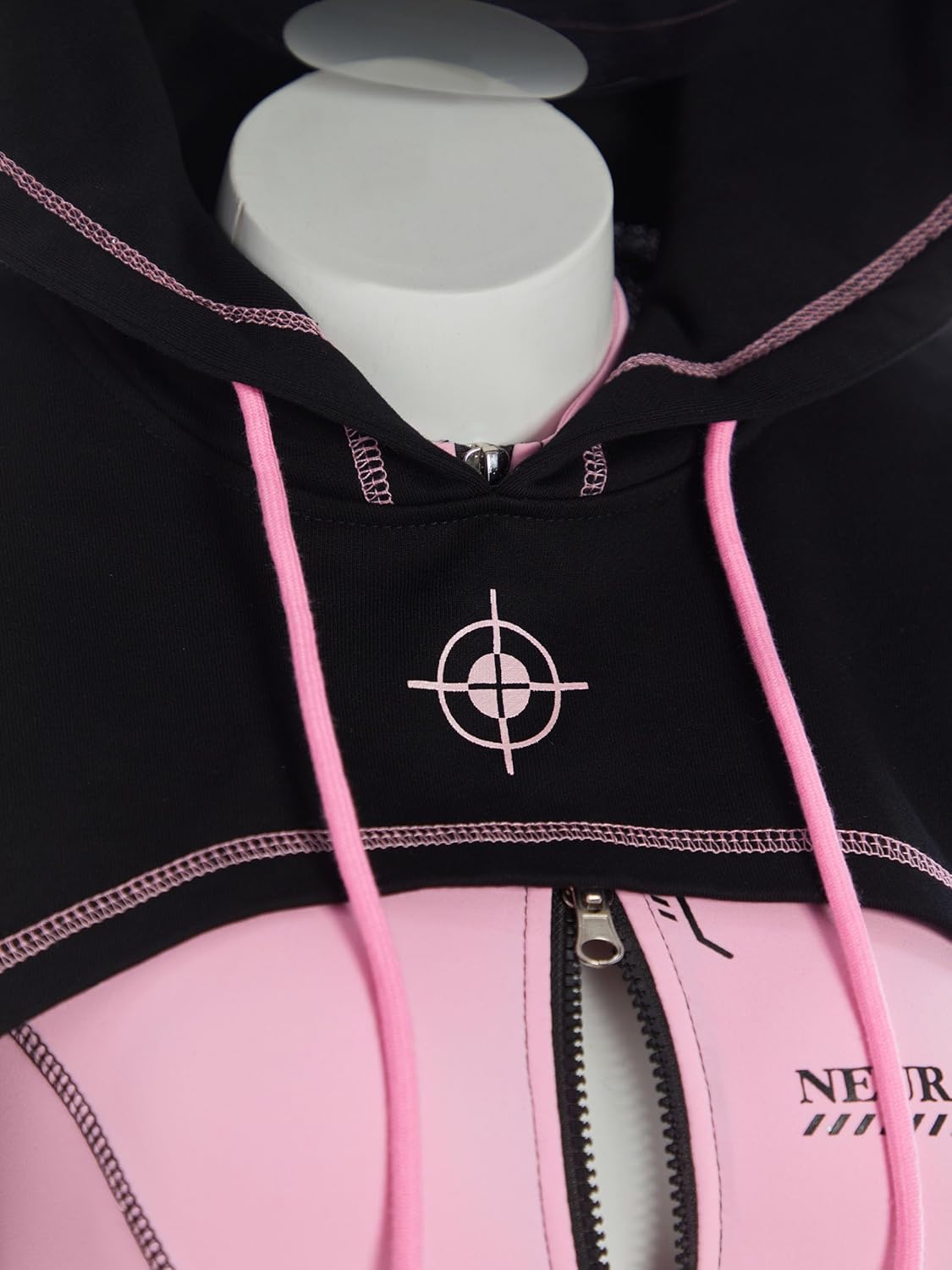Cosplay.fm Women Cyber Suit Long Sleeve Workout Jumpsuit with Crop Top Hoodies (Not included Belt Harness)