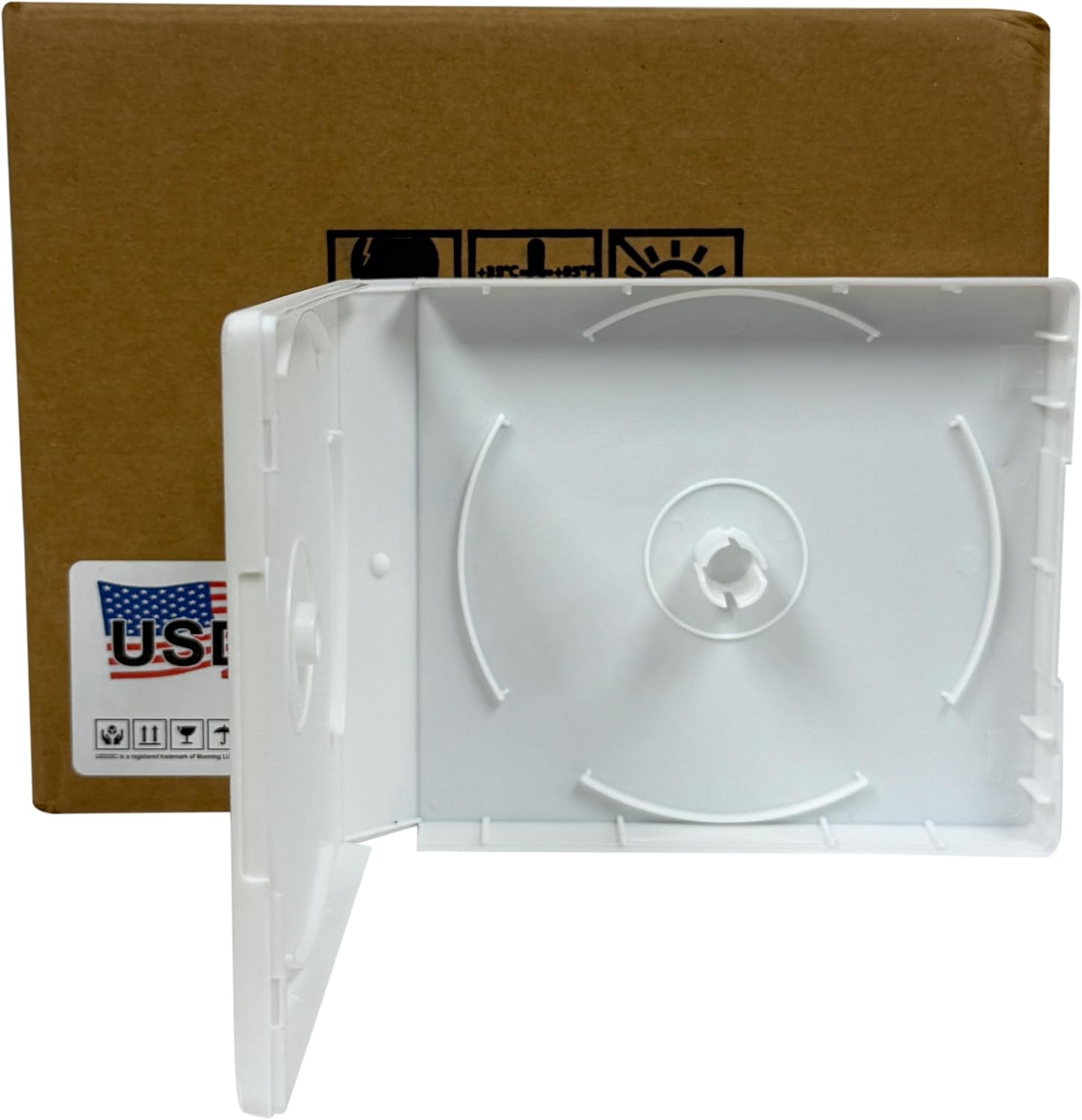 USDISC PP Poly Cases 26mm Stackable, 16 Disc, White, Pack of 400
