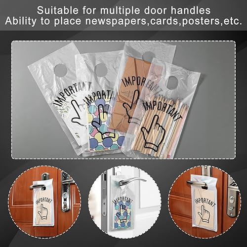 Miniatura 4 de Colarr 1000 bolsas para colgar puertas con agujero recortado de 6 x 12 pulgadas, bolsas de plástico transparente de polietileno para pomo de puerta,
