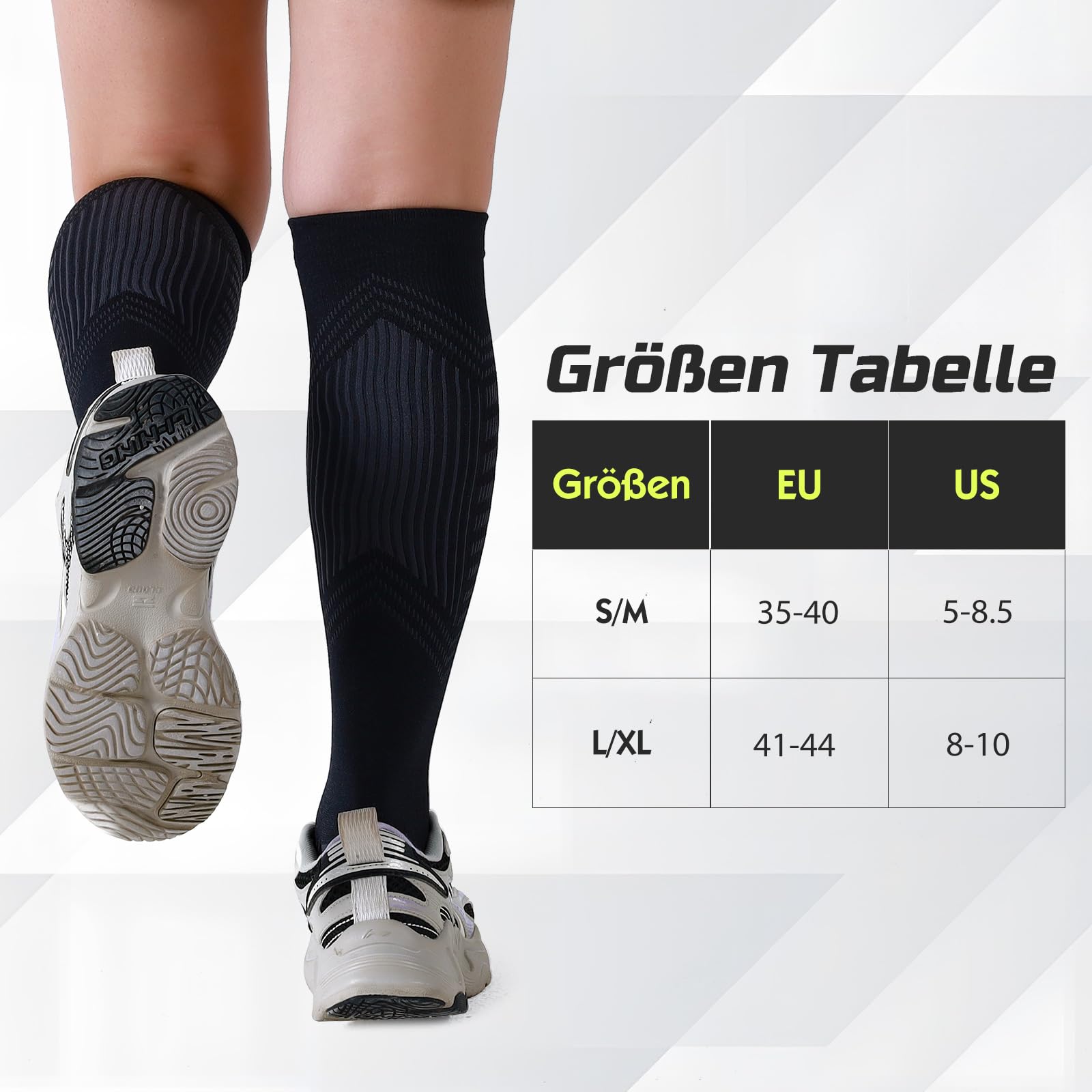 PRAOAHEI 2 pares de calcetines de compresión, calcetines de compresión, calcetines de trombosis, 20-30 mmhg, calcetines de apoyo para hombre y mujer, para deportes, ciclismo, viajes, embarazo, vuelo,