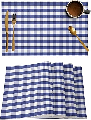 Vista 546 de Juego de 6 manteles individuales rojos para el día de San Valentín, diseño de corazón de San Valentín, resistentes al calor, lavables, manteles