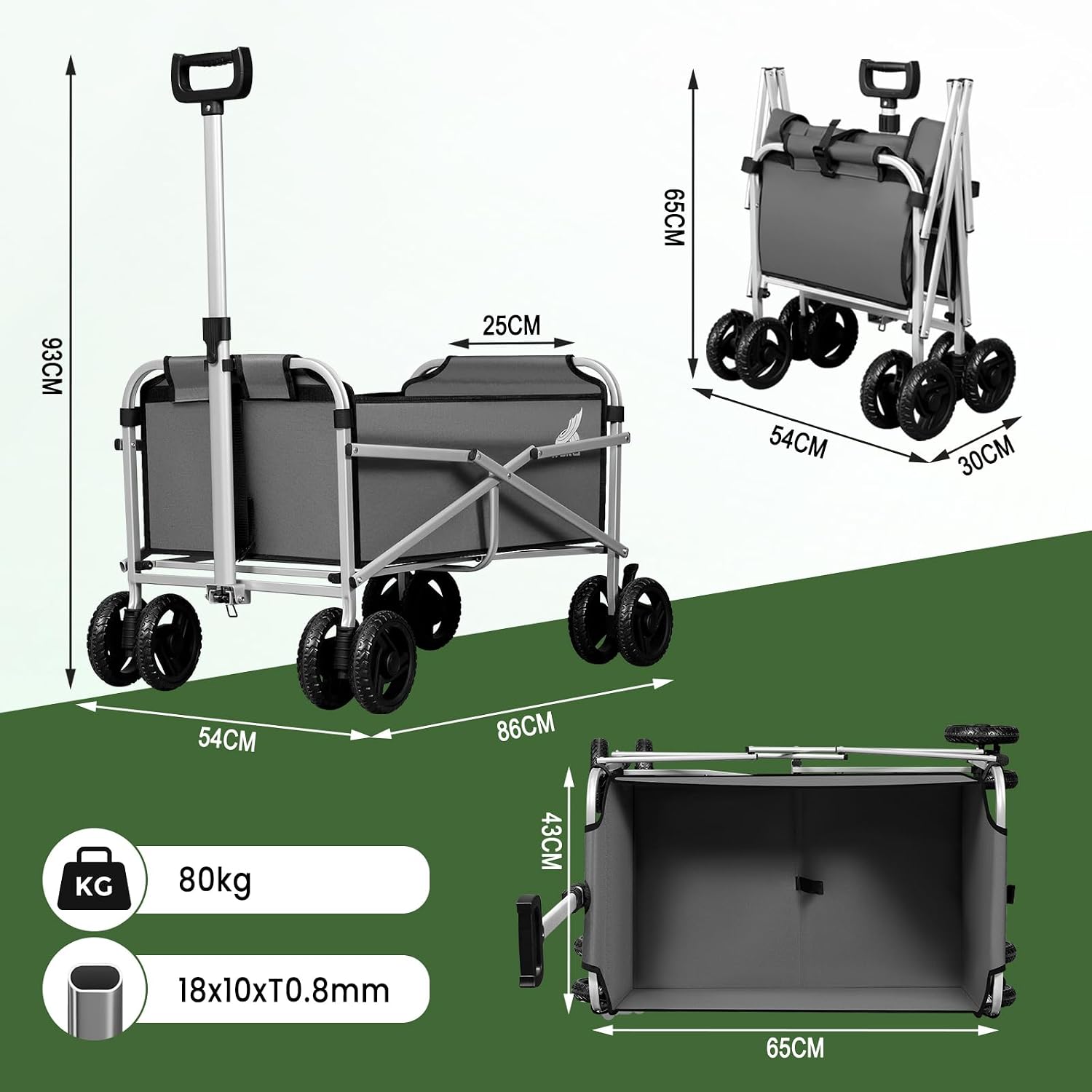 WOLTU TW021dgr foldable cart stored compactly in a car trunk, demonstrating its portability.