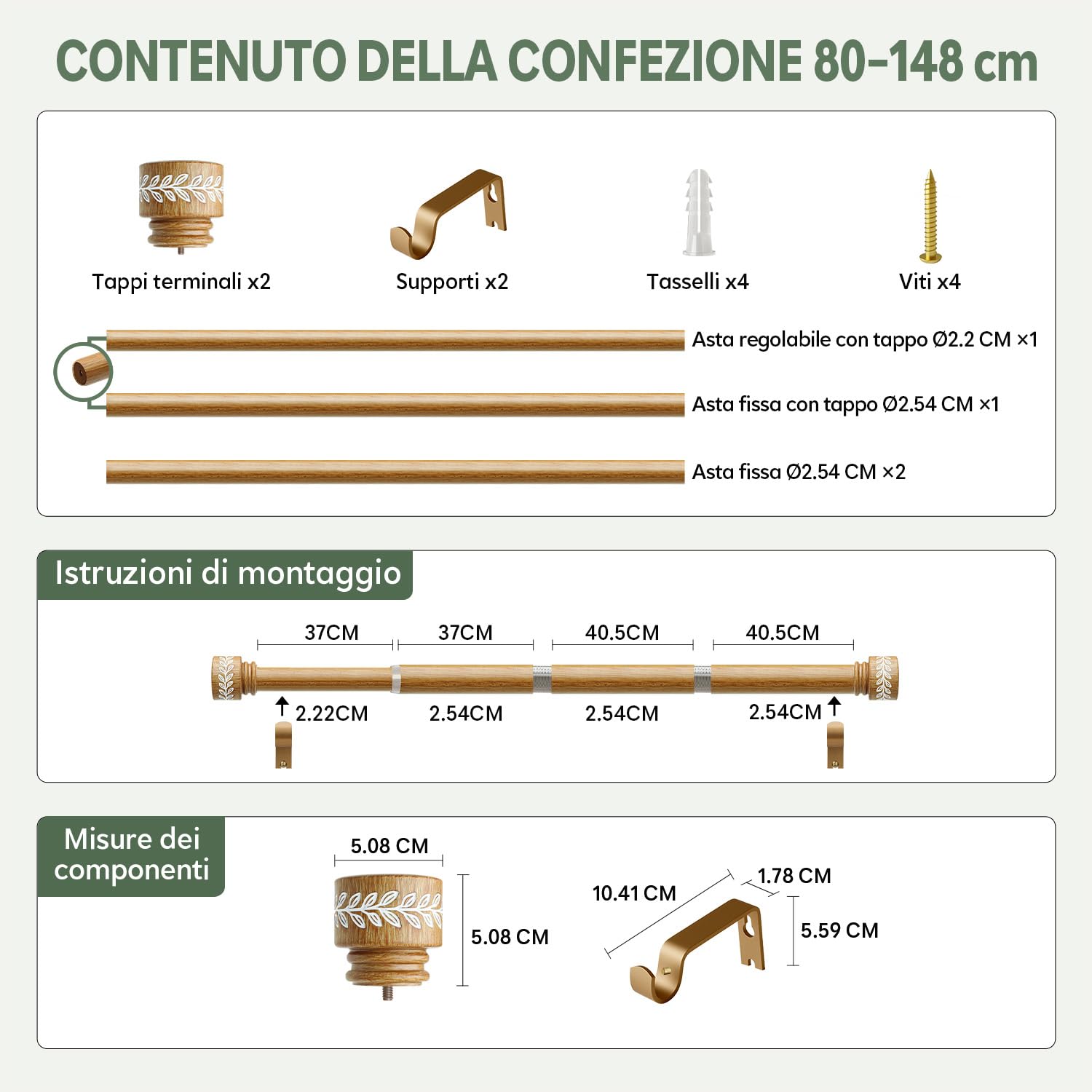 Barra Cortinas Extensible Con Acabado De Madera Oscura,Longitud 80-148 Cm,InstalacióN Mural,Modelo Corto,DiáMetro De Varilla 25 Mm,Capacidad De Carga De 15 Kg,Apta Para SalóN,Dormitorio