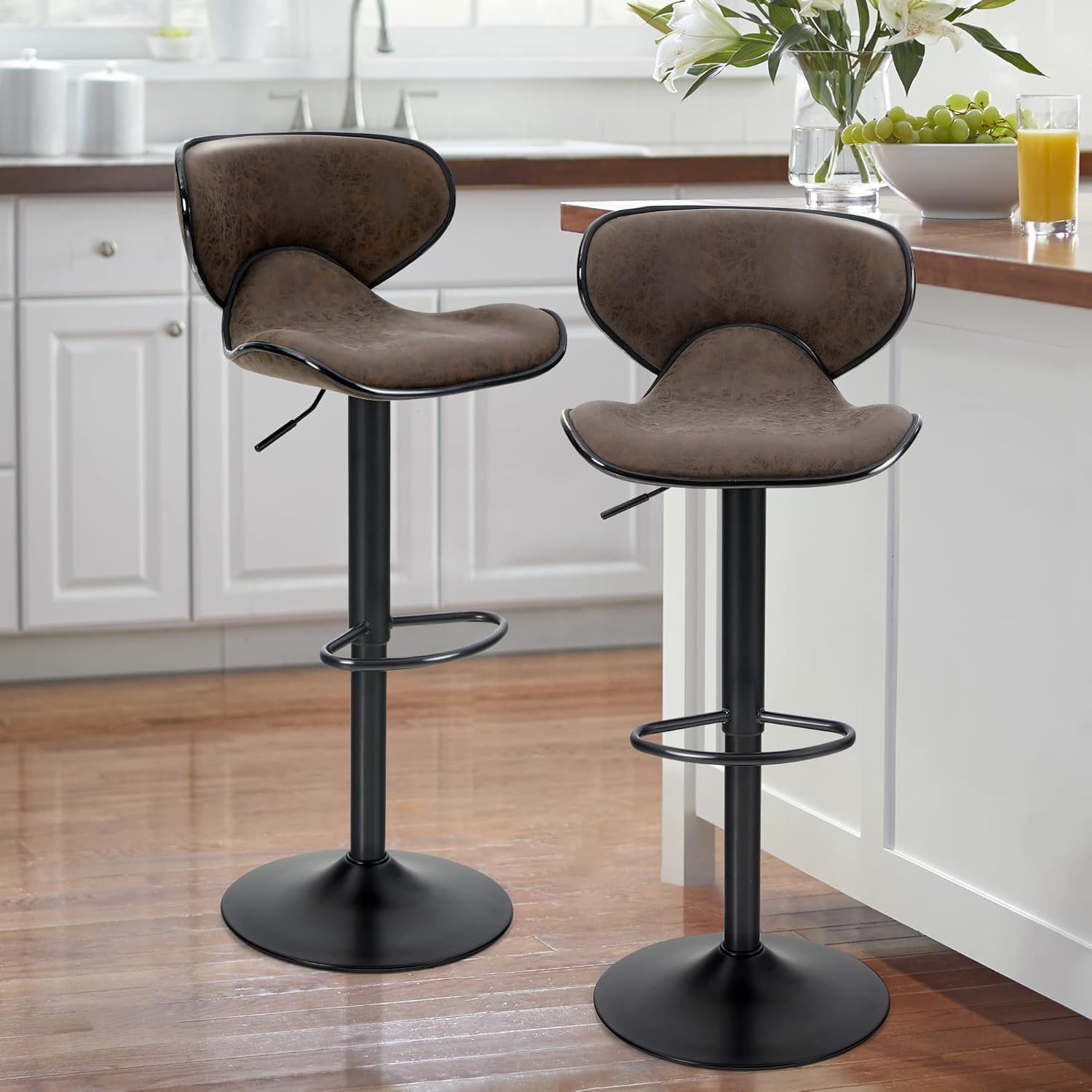 PHI VILLA Swivel Bar Stools Counter Height Set of 2