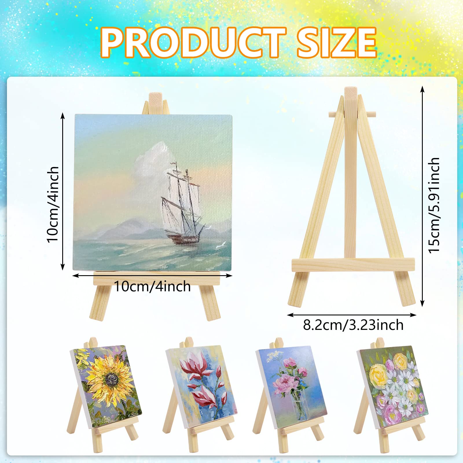 8 Mini Lienzos Con Caballete Y Pinturas Acrílicas - Tamaño 10x10 Cm - Ideal Para Fiestas Infantiles, Bodas Y Manualidades