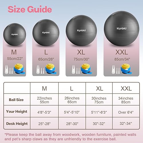 Miniatura 7 de Pelota de ejercicio, pelota de yoga extra gruesa para entrenamiento y estabilidad durante el embarazo, 4 tamaños, pelota de equilibrio