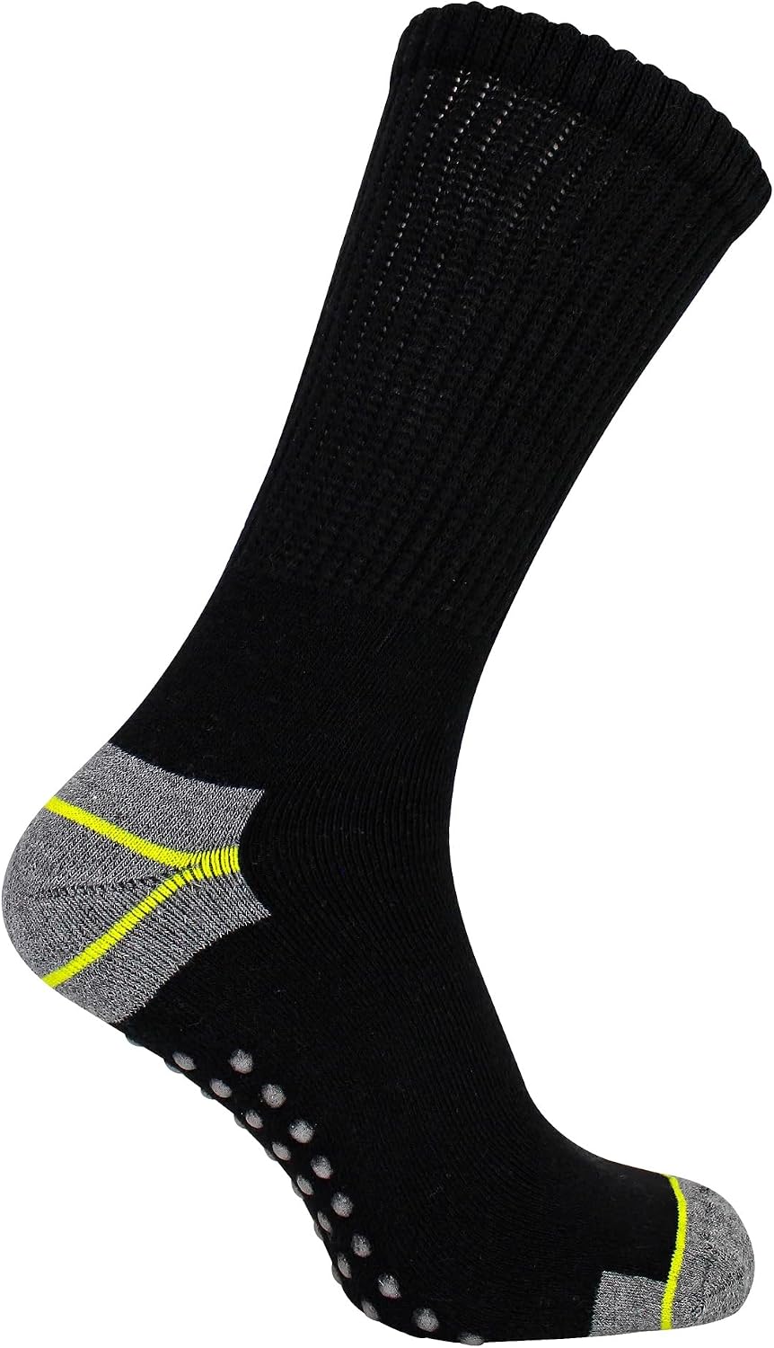 Sock Snob Men's 6 Pair Work Grip Socks | Non Slip Durable Cushioned Safety Work Socks for Boots