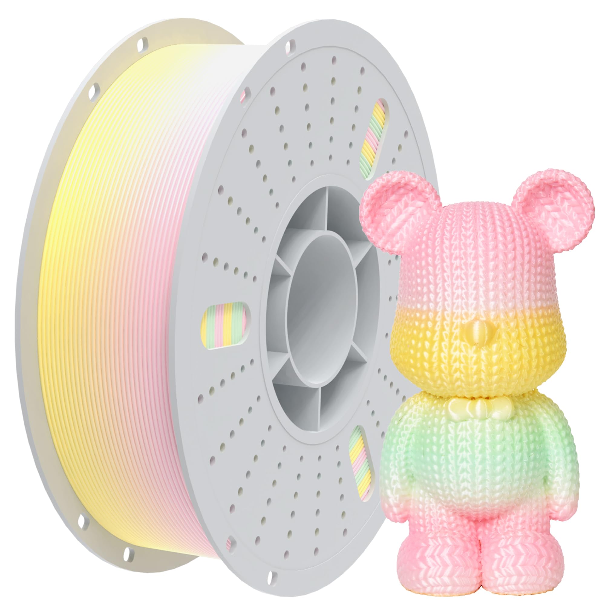 PINBALL Silk Rainbow PLA 3D Printer Filament 1.75mm Shiny Multi-Color Changing Filament 3D Printing PLA Filament Dimensional Accuracy +/- 0.02mm 1 KG