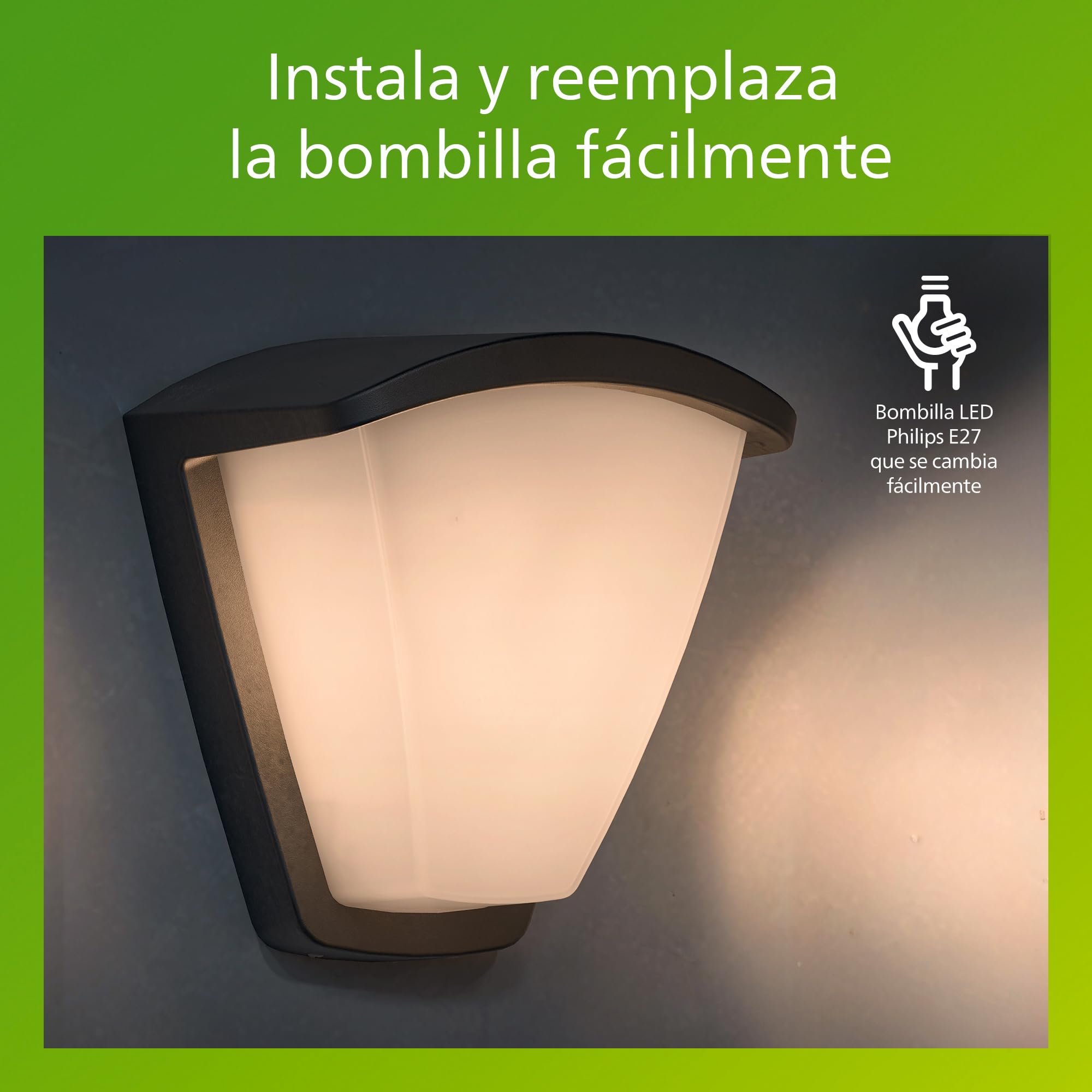 PHILIPS Kiskadee Aplique LED Exterior para Jardín y Patio sin Bombilla Gris