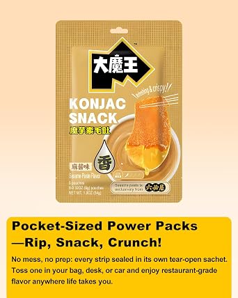 Mowon Konjac Snack Vegan Strip From Liubiju Sesame Paste Refreshing Crisp-elastic HALAL Certified Chinese Food-6x9g/Bag, 6 BAGS