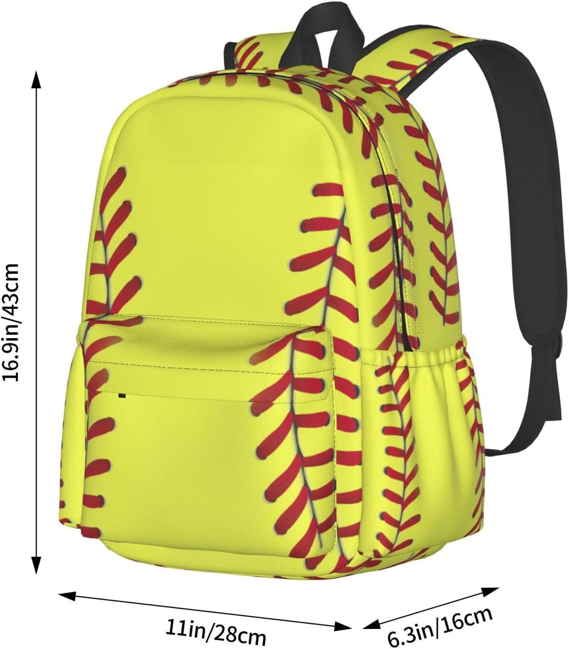 MISOLAXI Softball Pattern Backpack Casual Daypacks, College Bag Laptop Backpacks, Backpacks for Boys Girls Children and Adult, with Adjustable Padded Straps