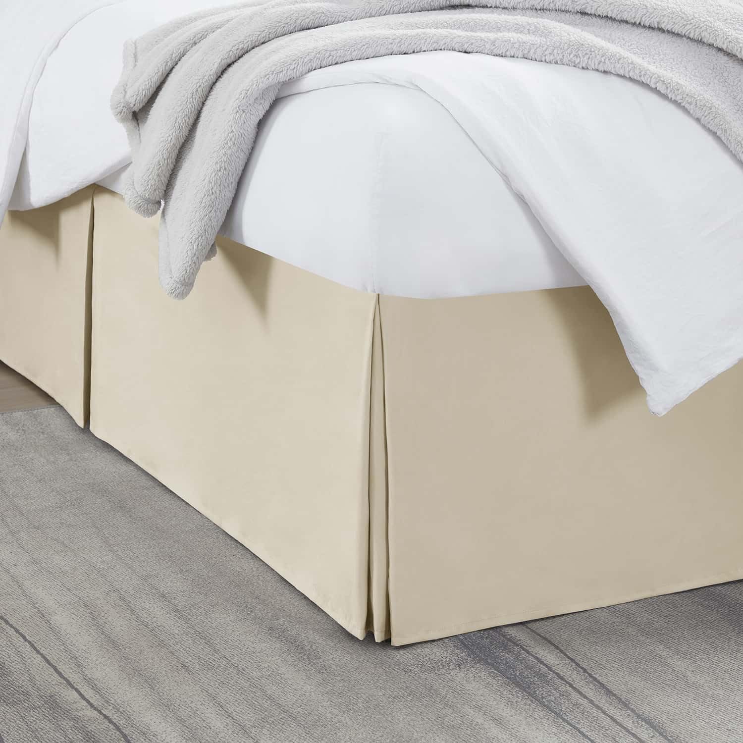Nestl Cream Bed Skirt Queen Size - Queen Bed Skirt 14 Inch Drop - Brushed Microfiber - Hotel Quality Pleated Bed Skirt - Shrinkage &amp; Fade Resistant