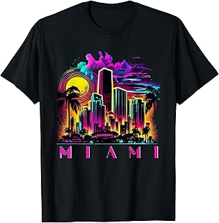 Miami Tshirt Men Florida Vibrant Colorful Miami Souvenir T-Shirt