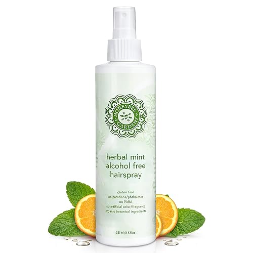 Honeybee Gardens Alcohol-Free Hair Spray, Herbal Mint, Non-Aerosol Strong Hold,