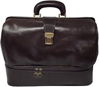 Dream Leather Bags DLB - Borsa Medico in Pelle Vera con Vano Porta Strumenti Colore Moro - Pelletteria Toscana