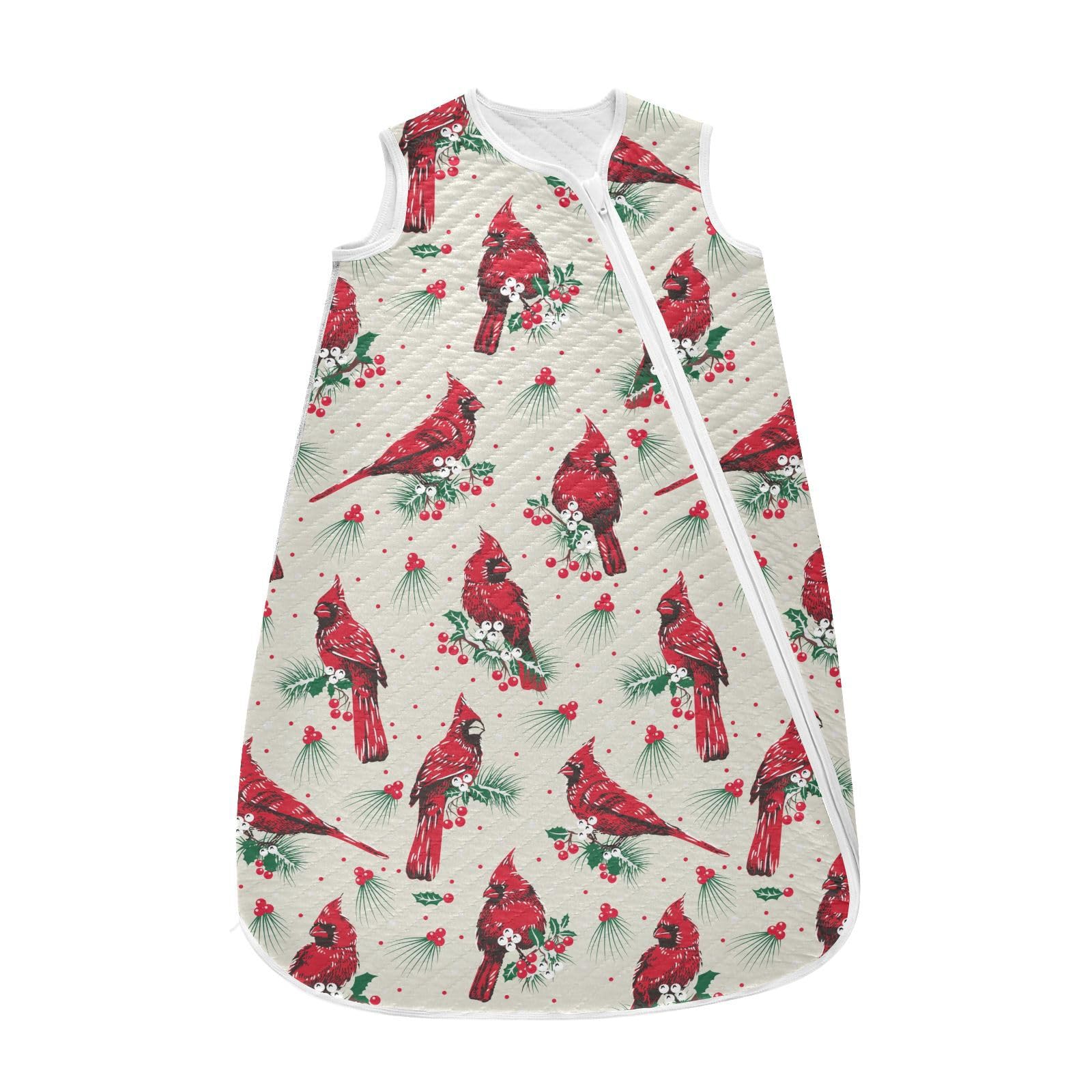 vvfelixl Cardinal Birds White Berries Baby Sleeping Bag Sleep Sack,Baby Wearable Blanket Sleep Suit for 0-6 Months