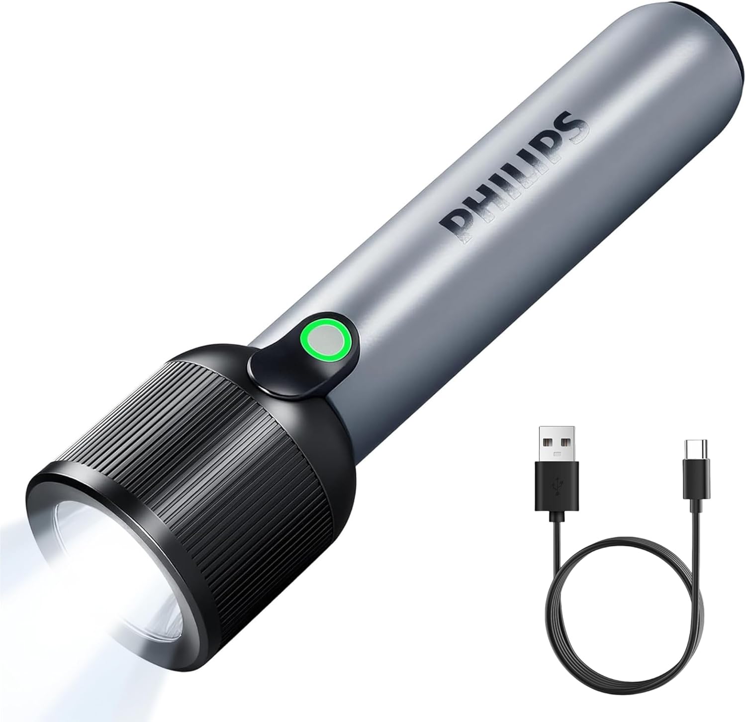 PHILIPS SFL1181 Bright 400 Lumens Tactical Torch High Lumens with 3 Modes,Rechargeable LED Flashlights, 2000mAh, Waterproof,Handheld Flash Light for Emergencies, Camping, Hiking