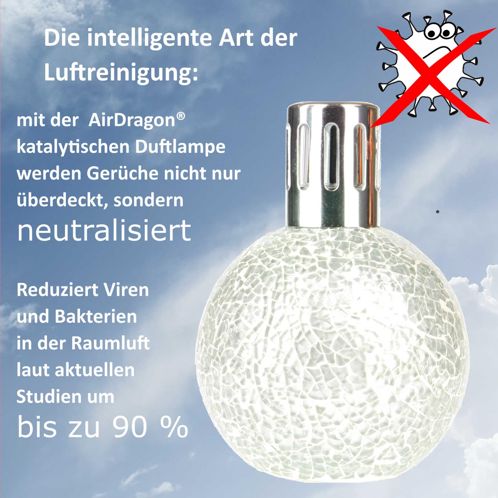 AIRDRAGON katalytische Duftlampe Ice Queen/Glasmosaik/Höhe ca. 15 cm